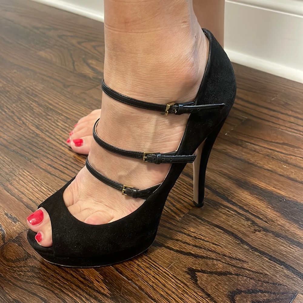 Gucci Suede Platform Sandals Black Size IT 39 1/2